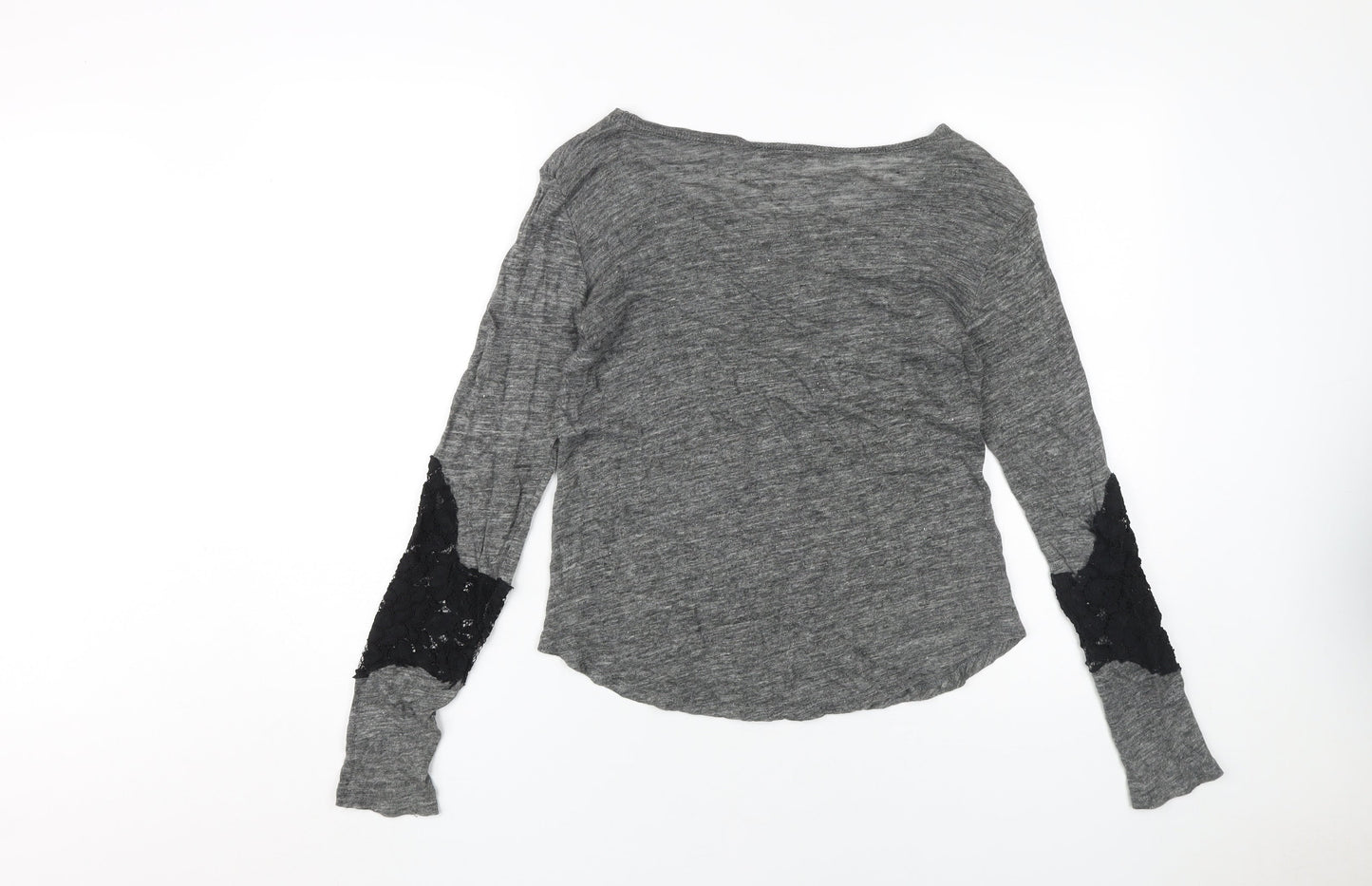 Zara Women's Grey Basic Long Sleeve T-Shirt Size 8