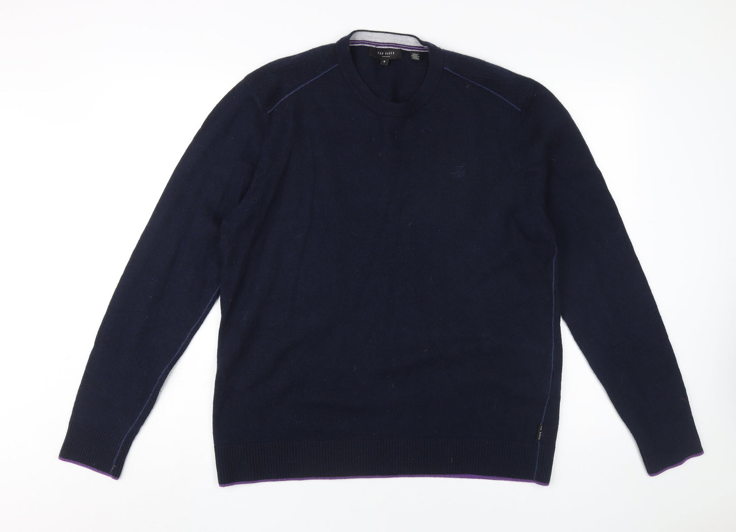 Ted Baker Men's Blue Wool Pullover Jumper, 6XL