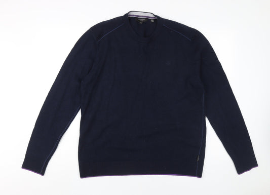 Ted Baker Men's Blue Wool Pullover Jumper, 6XL