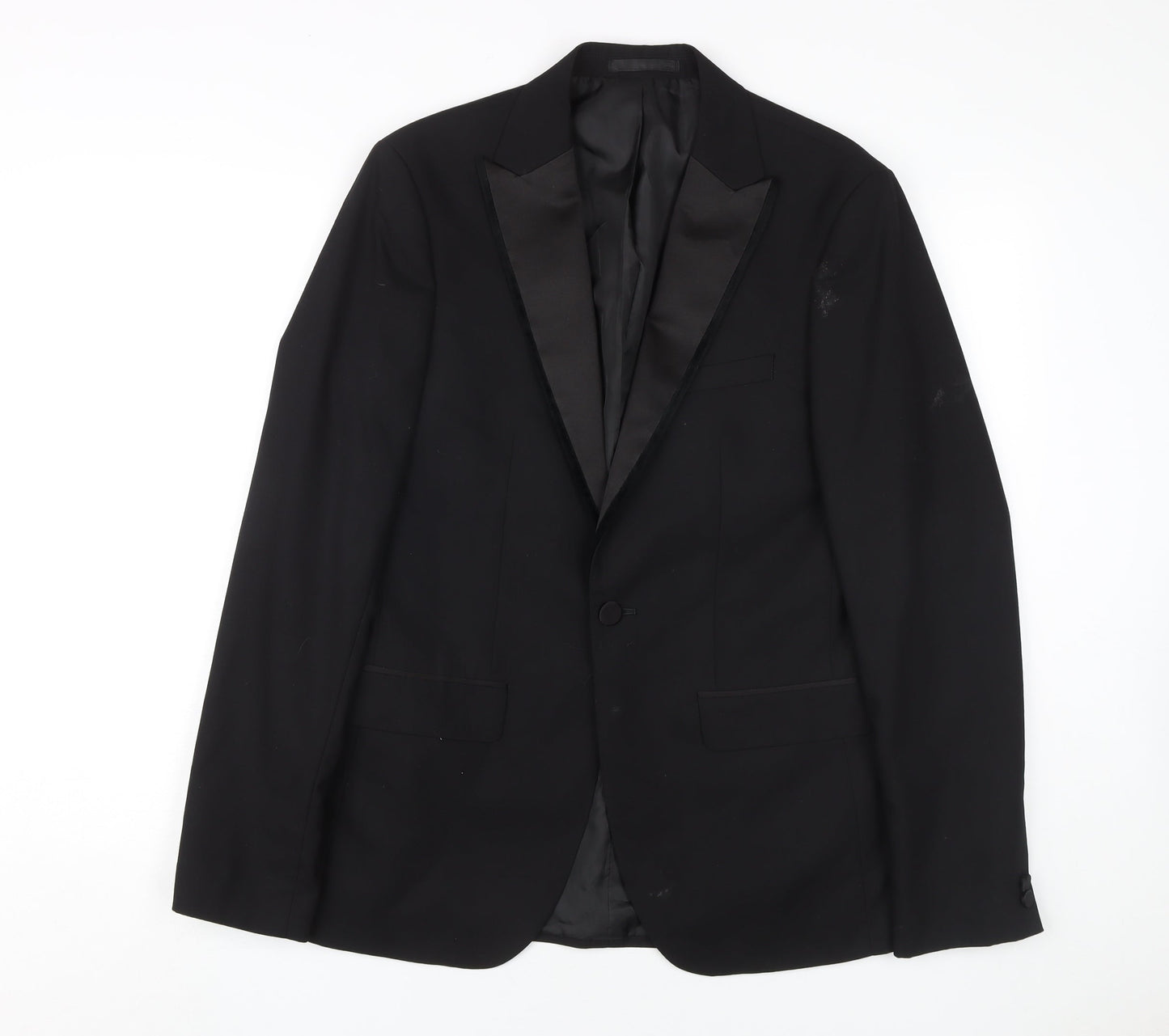 Moss London Men's Black Skinny Fit Tuxedo Jacket 38 Long