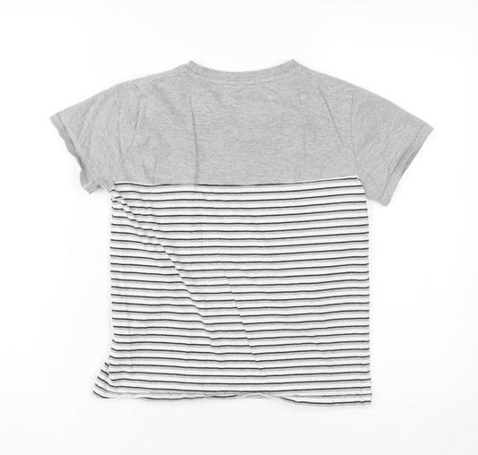 Firetrap Boys Grey Striped T-Shirt, 11-12 Years, Casual Crew Neck