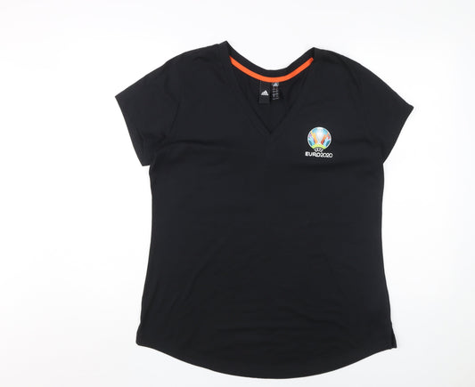 Adidas Women's Black V-Neck Sports T-Shirt