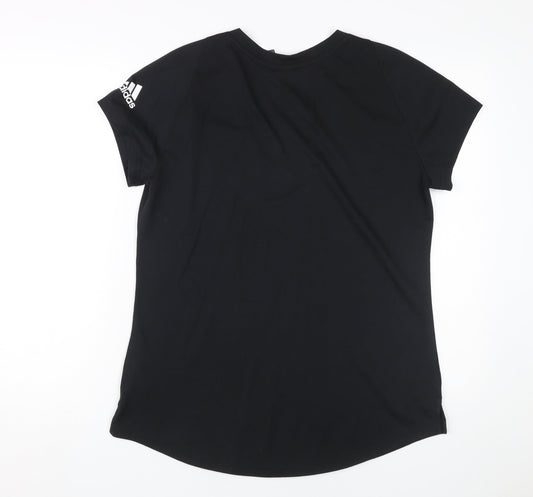 Adidas Women's Black V-Neck Sports T-Shirt
