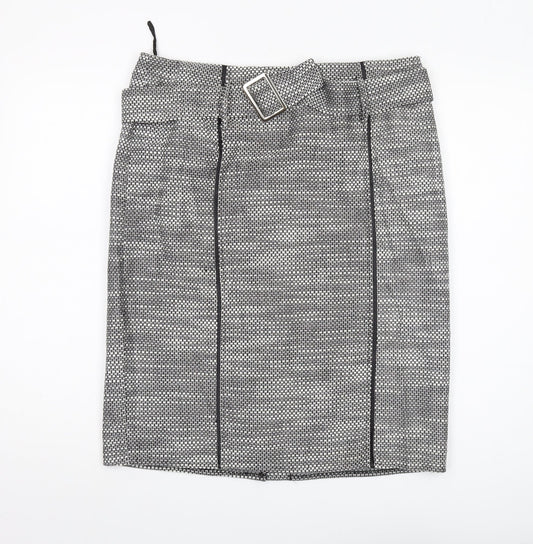 Satsuma London Women's Black Pencil Skirt, Size 16, Buckle Accent