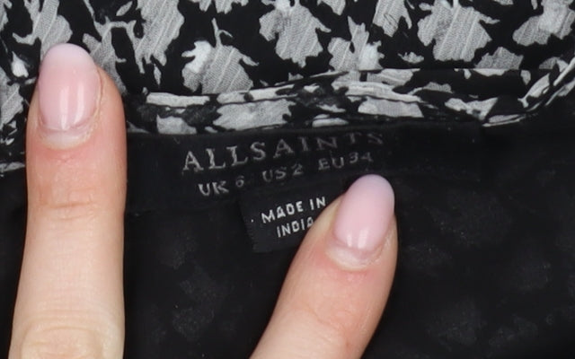 AllSaints Women's Black Floral A-Line Dress Size 6