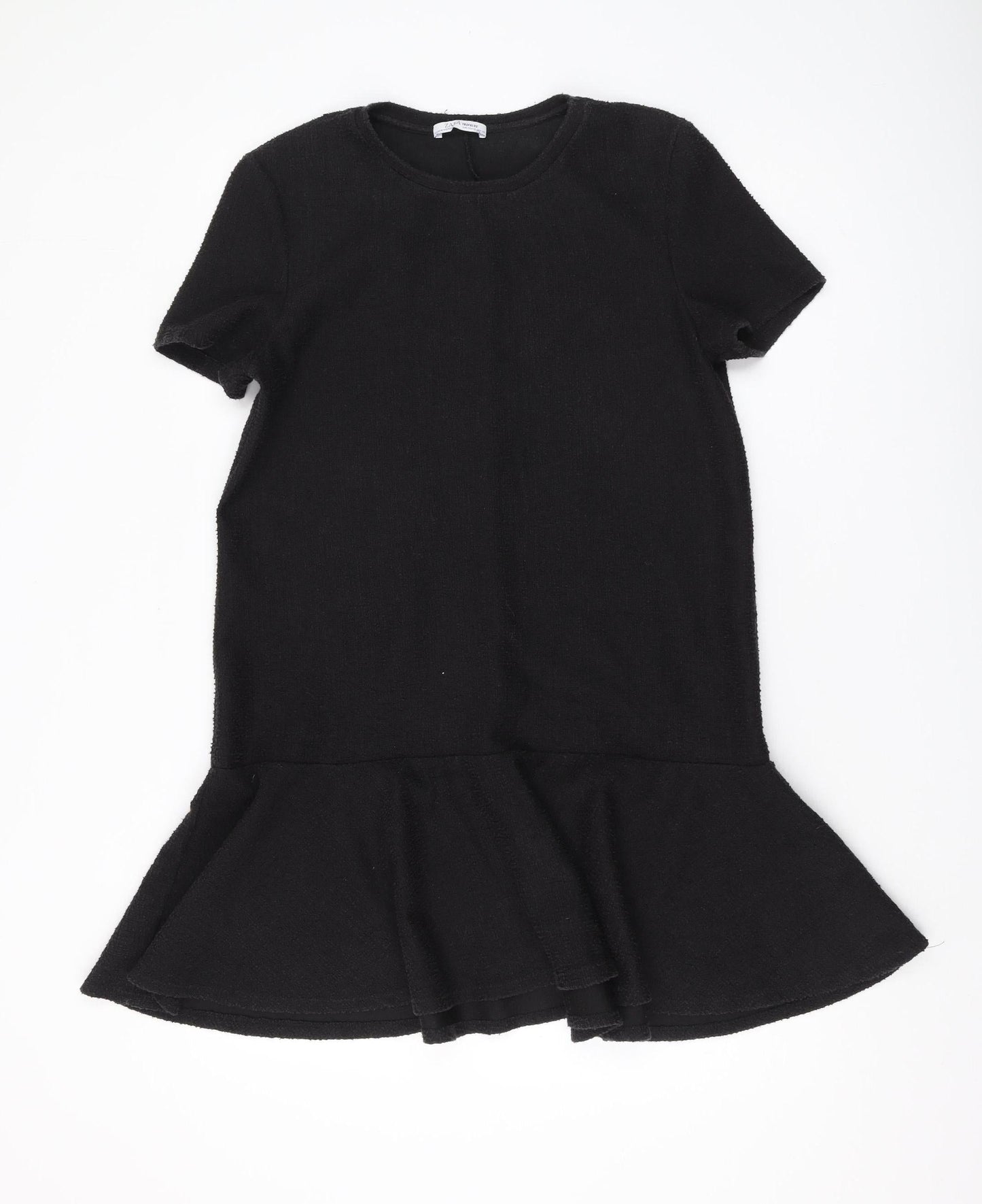 Zara Women's Black Short Sleeve Ruffle Dress Size M