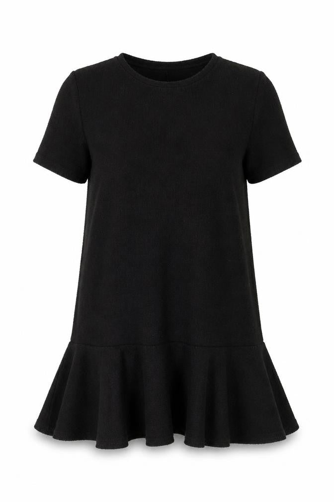 Zara Women's Black Short Sleeve Ruffle Dress Size M