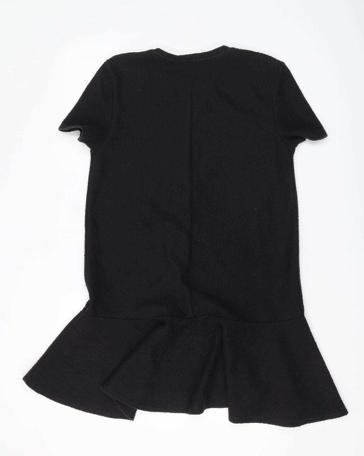 Zara Women's Black Short Sleeve Ruffle Dress Size M