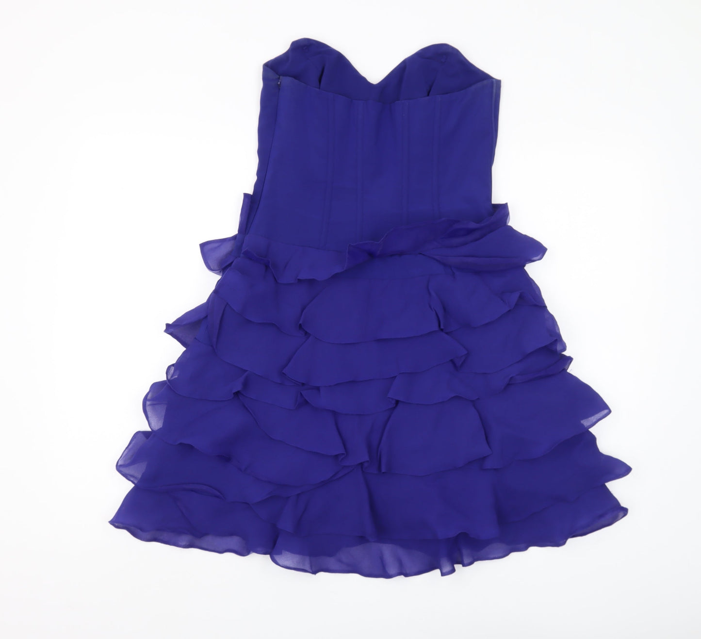Karen Millen Women's Blue Ruffle Strapless Dress Size 10