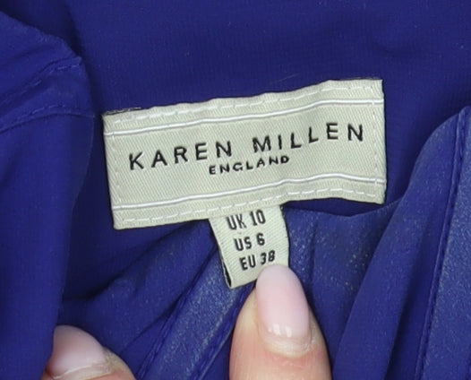 Karen Millen Women's Blue Ruffle Strapless Dress Size 10