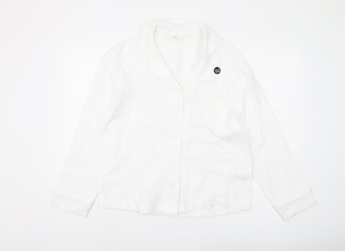 Marks and Spencer Women's White Pyjama Top, Size 6