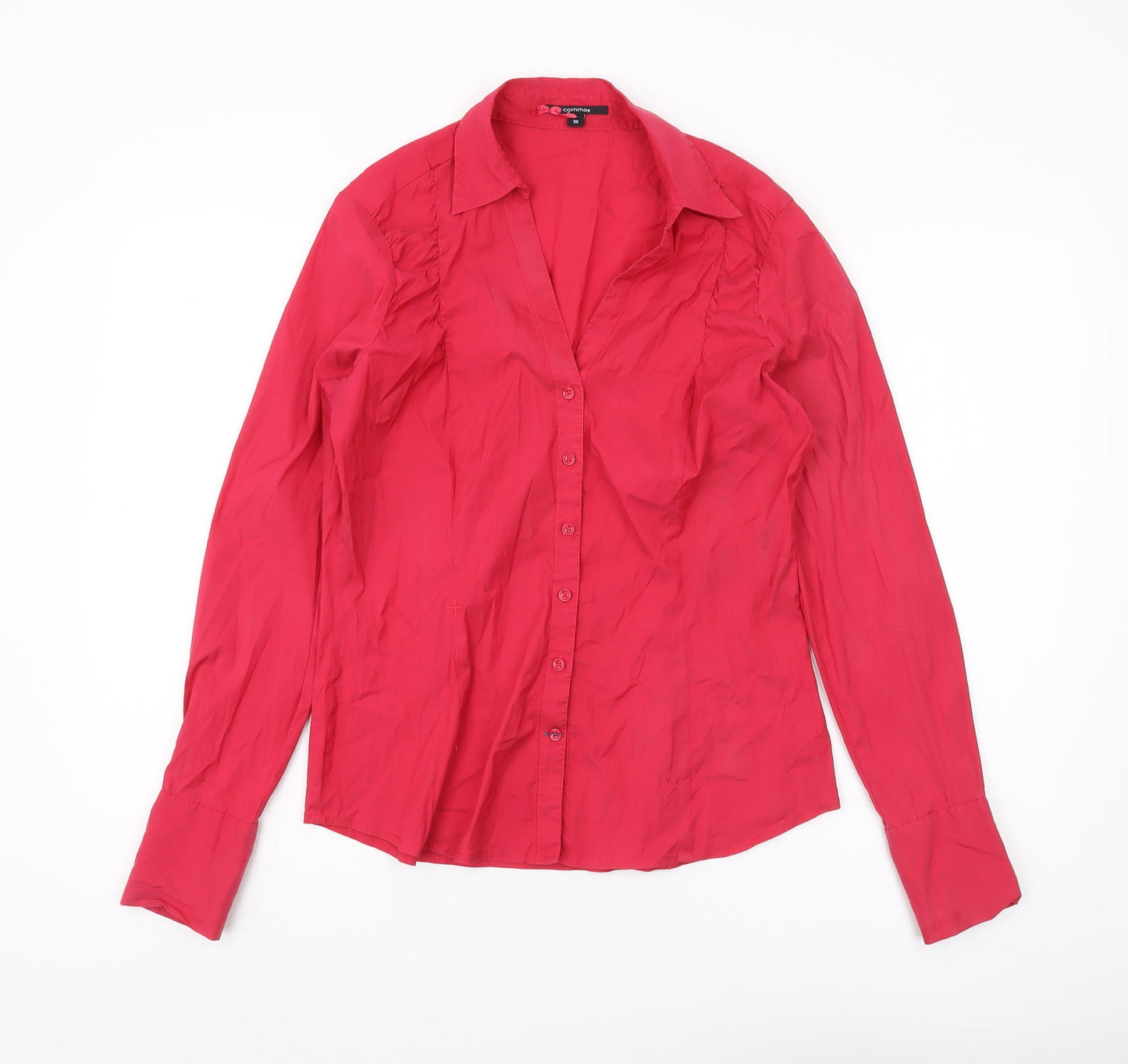 Comma Red Button-Up Shirt for Women, Size 10, Long Sleeve