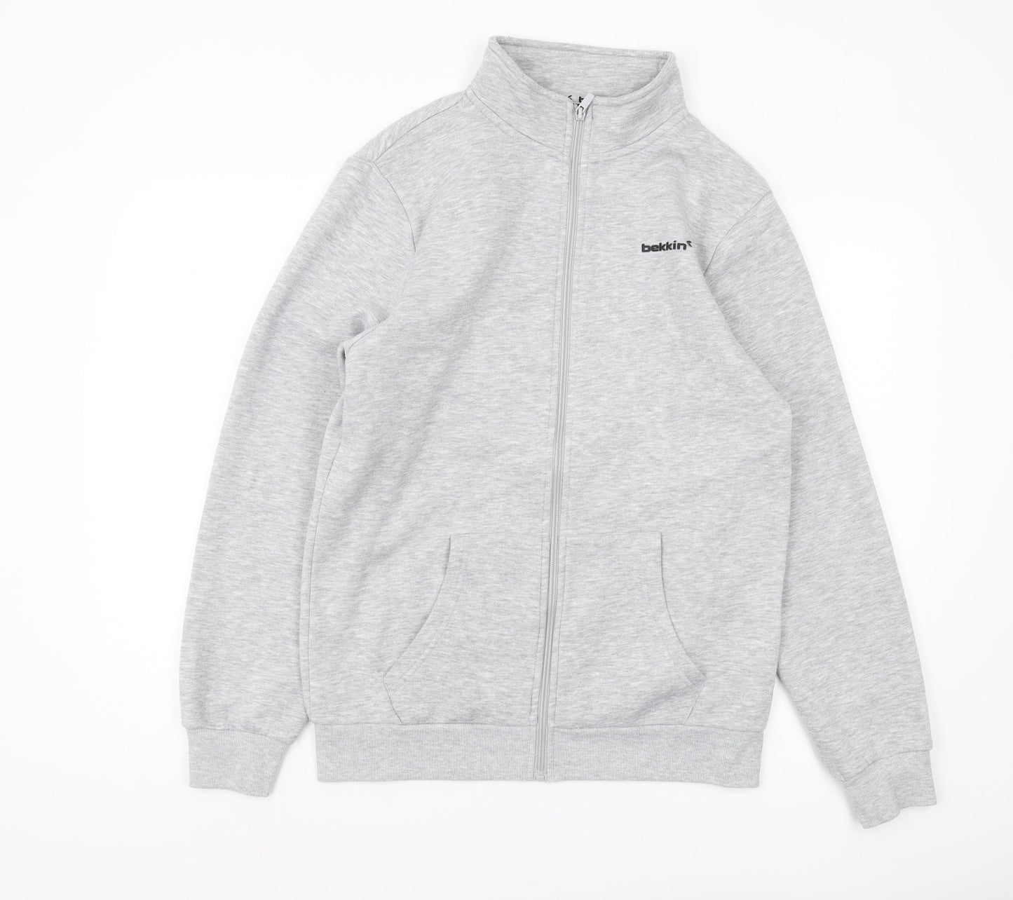 Bekkin Men's Grey Full Zip Sweatshirt M - Lined Logo