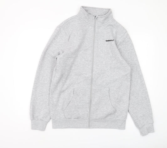 Bekkin Men's Grey Full Zip Sweatshirt M - Lined Logo