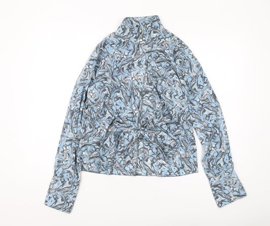 Benetton Women's Blue Geometric Long Sleeve Blouse
