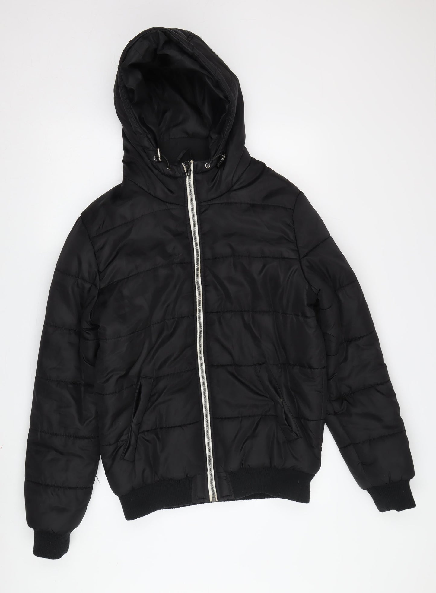 New Look Men's Black Puffer Jacket - Size S, Hooded, Casual