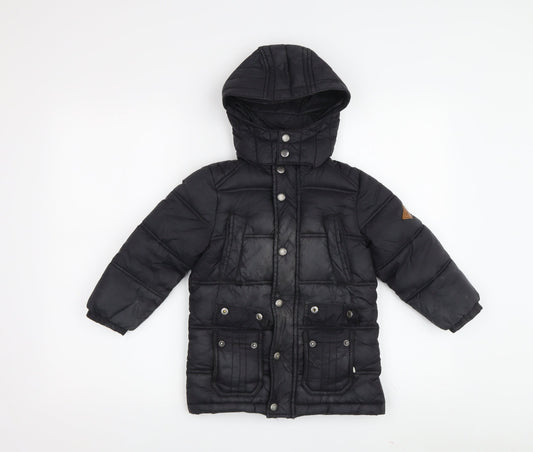 Joules Boys Black Hooded Puffer Jacket 5 Years