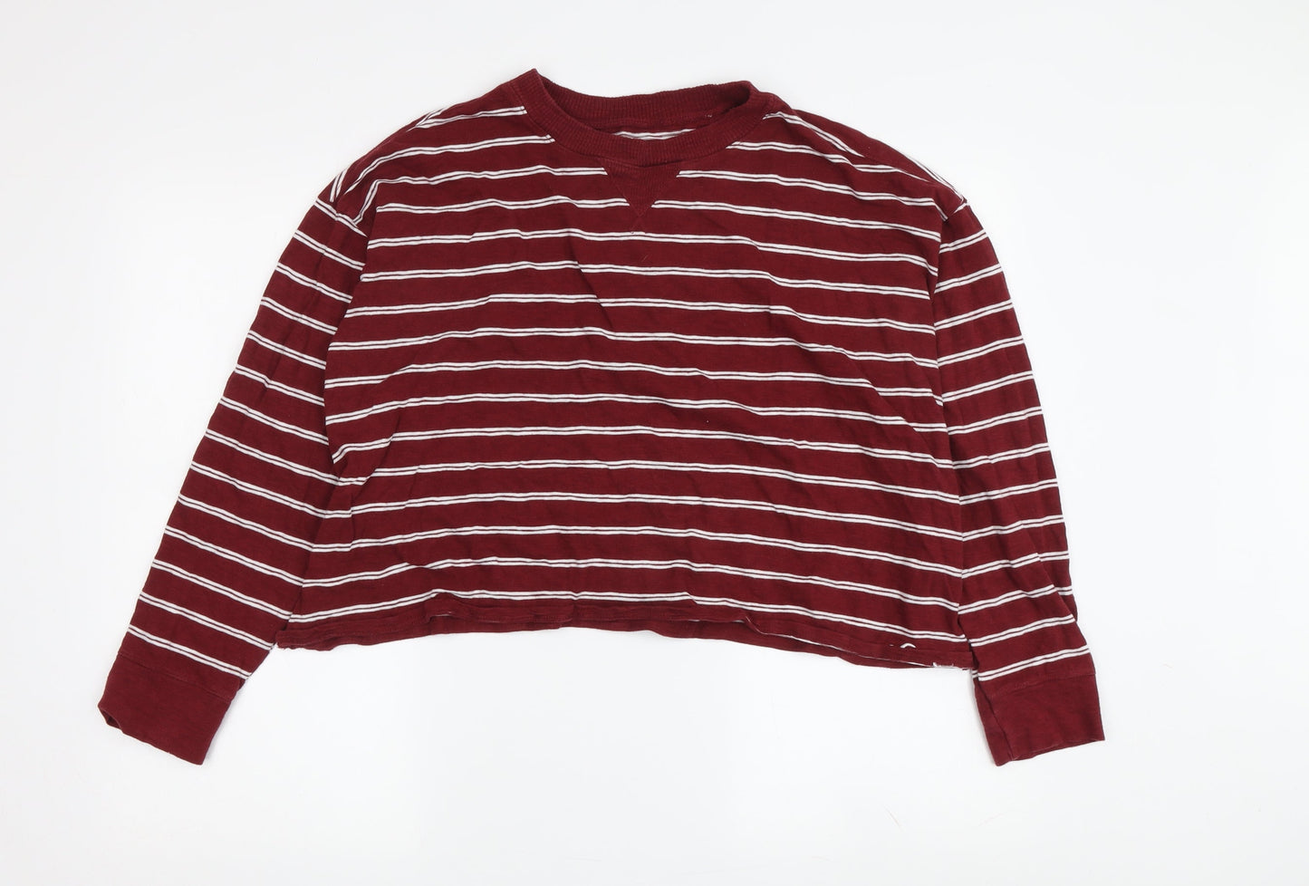 Hollister Women's Red Striped M Basic T-Shirt