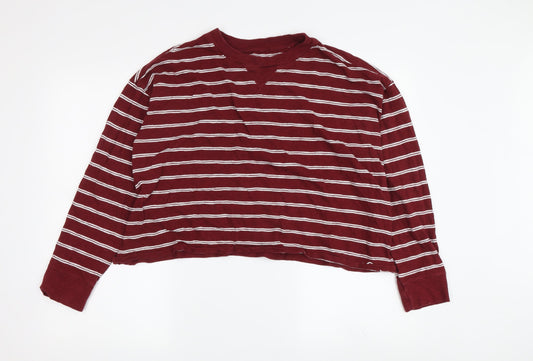 Hollister Women's Red Striped M Basic T-Shirt
