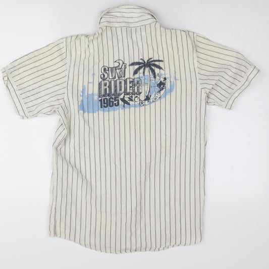 Urban Outlaws Boys White Stripe Button-Up Shirt 14-15 Years
