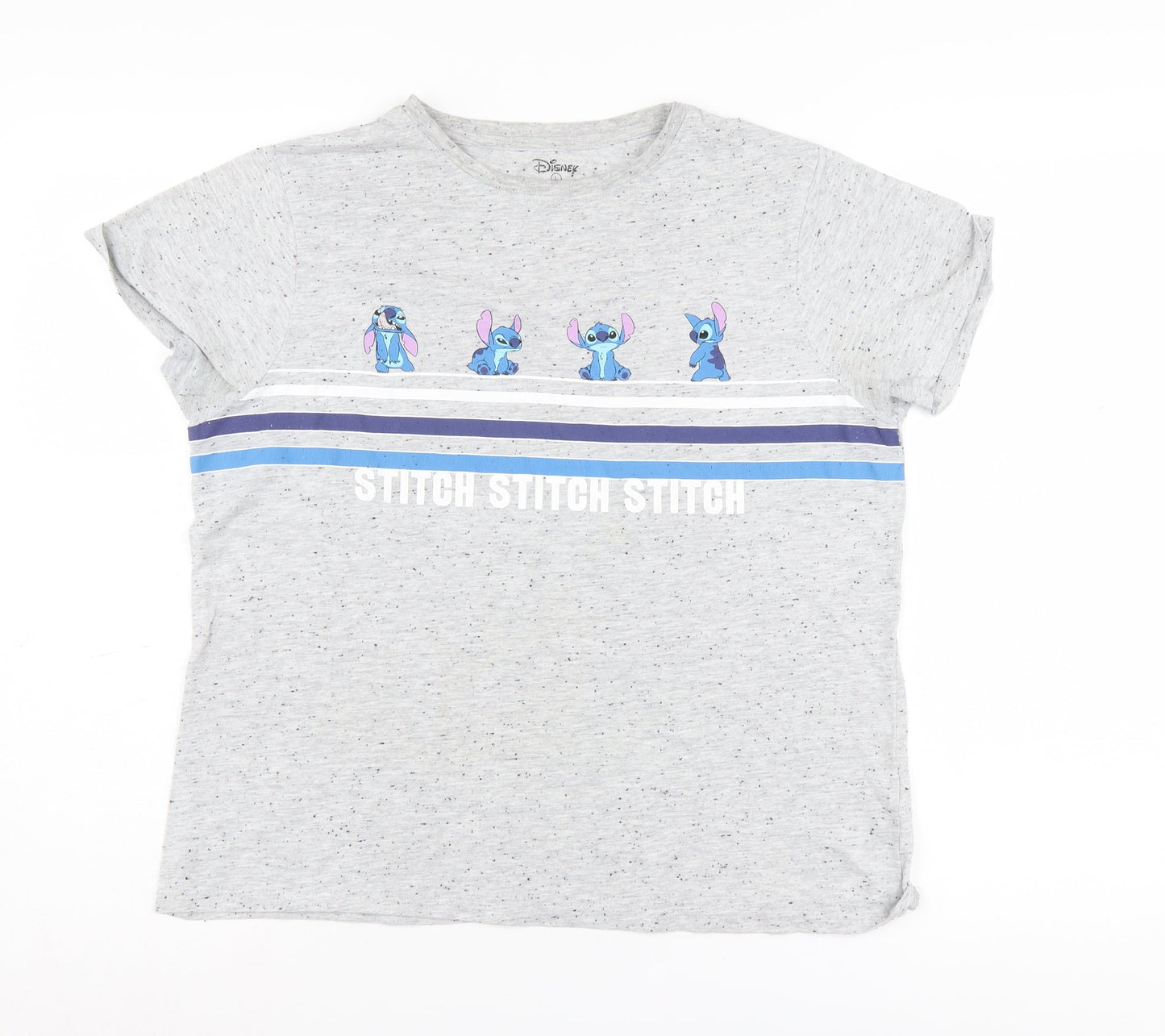 Disney Women’s Grey Stitch T-Shirt Short Sleeve L