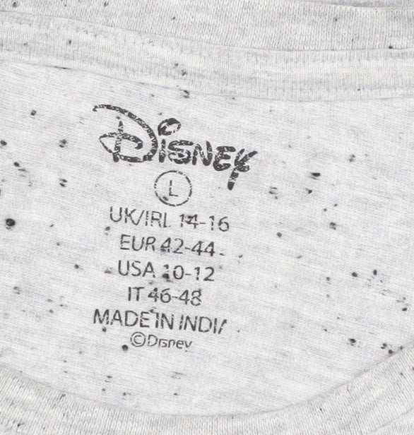 Disney Women’s Grey Stitch T-Shirt Short Sleeve L