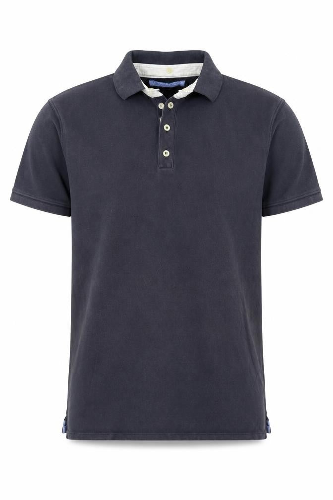 Linea Men's Blue Polo Shirt Medium Solid Cotton