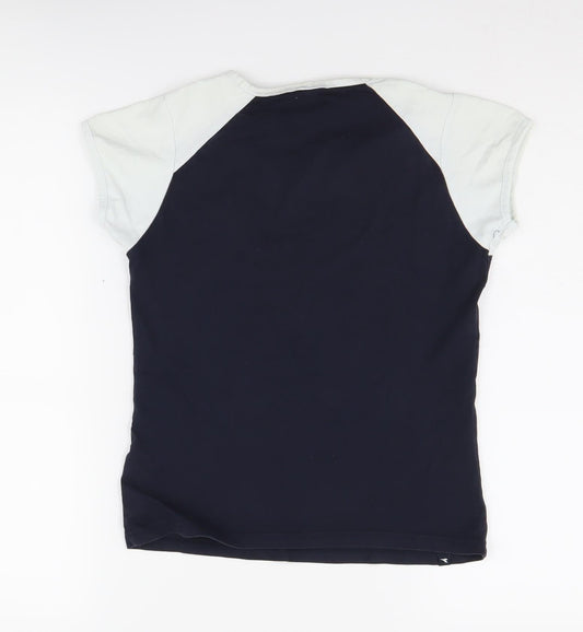Diadora Women's Black/White T-Shirt, Size 8, V-Neck, Raglan Sleeve
