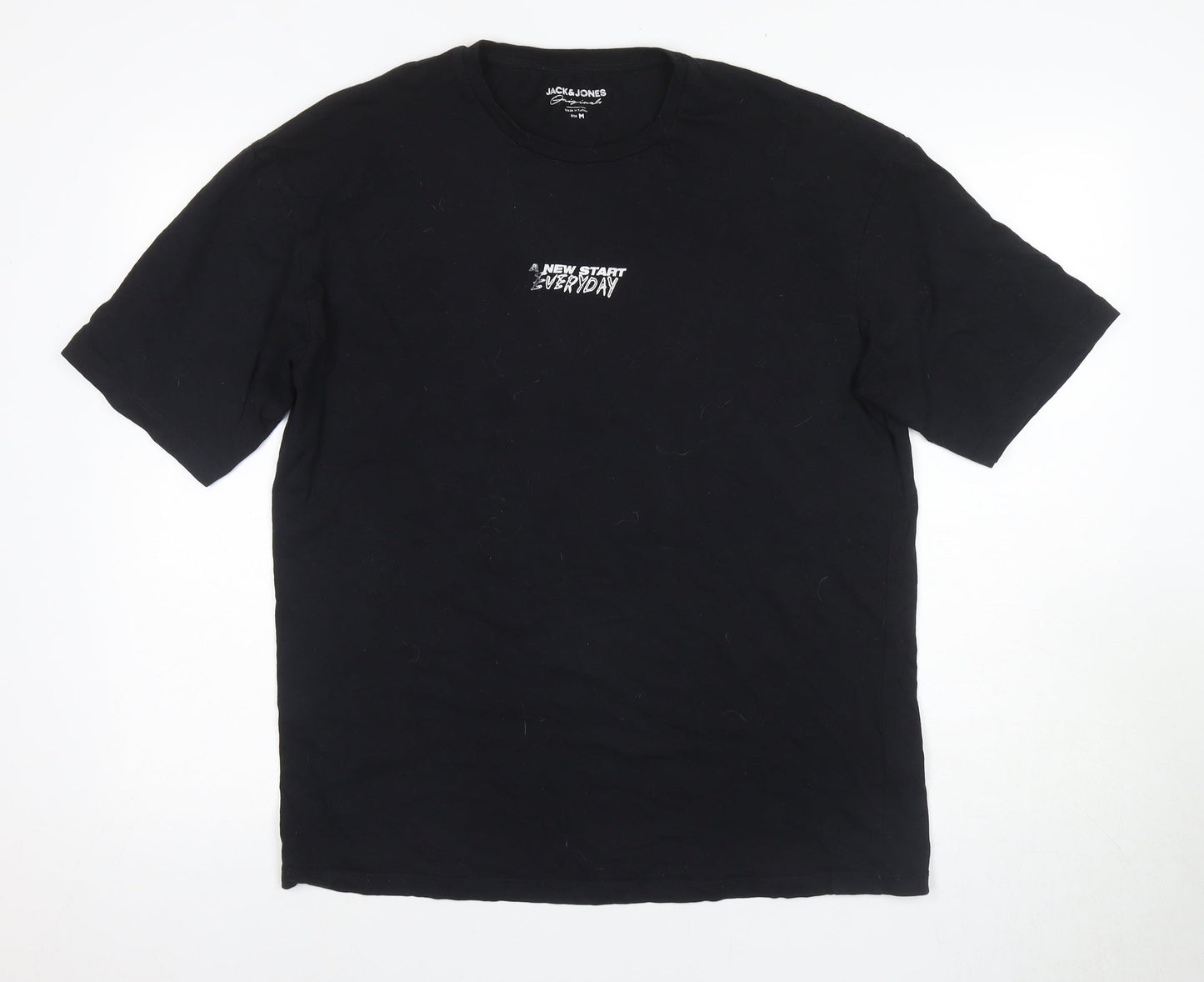 Jack & Jones Men's Black Retro Graphic T-Shirt, Size M