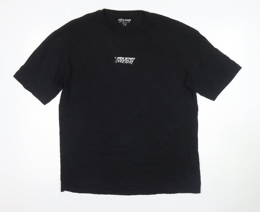 Jack & Jones Men's Black Retro Graphic T-Shirt, Size M