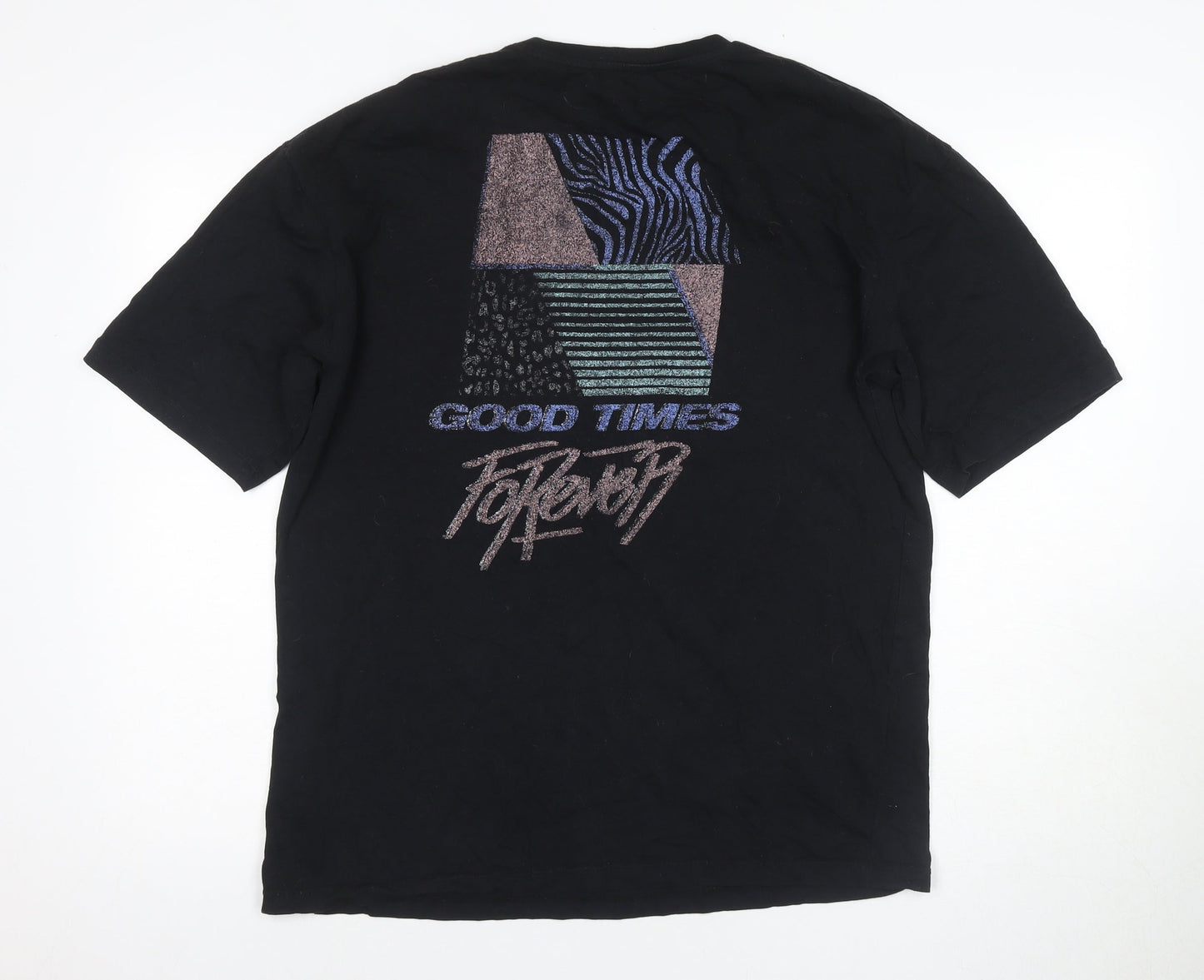 Jack & Jones Men's Black Retro Graphic T-Shirt, Size M