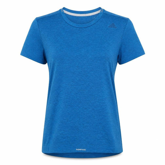 Front view of Adidas Women's Blue T-Shirt, size 8, Lightweight, Breathable