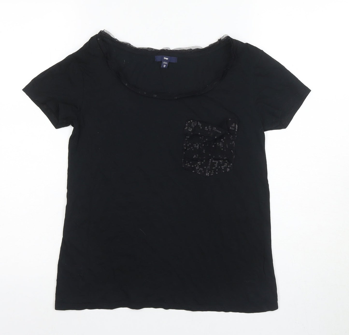 Gap Men's Black XS T-Shirt with Sequin Pocket