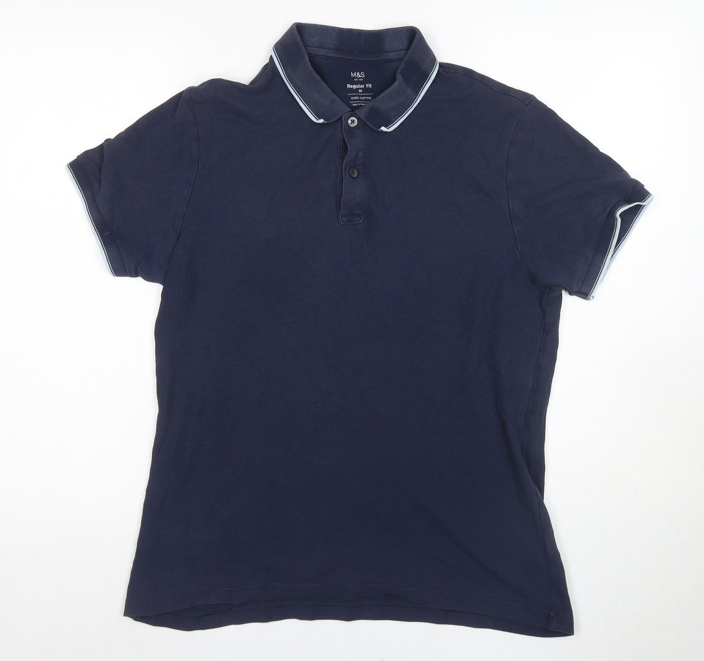 Marks and Spencer Men's Blue Polo Shirt M, Regular Fit