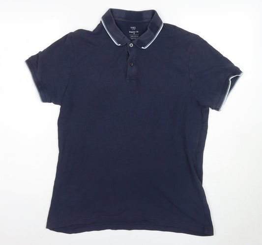 Marks and Spencer Men's Blue Polo Shirt M, Regular Fit