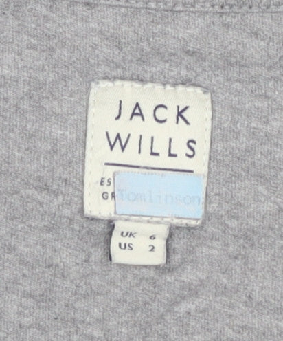 Jack Wills Grey Women's T-Shirt Size 2 Regular Fit
