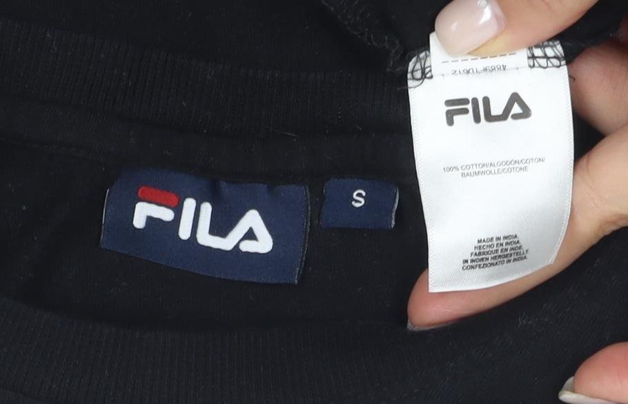 FILA Women's Black Cropped T-Shirt Size S