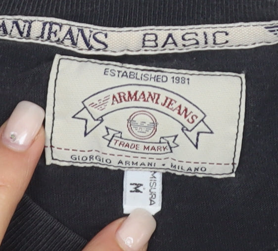 Armani Jeans Men's Black Medium Cotton Crew Neck T-Shirt