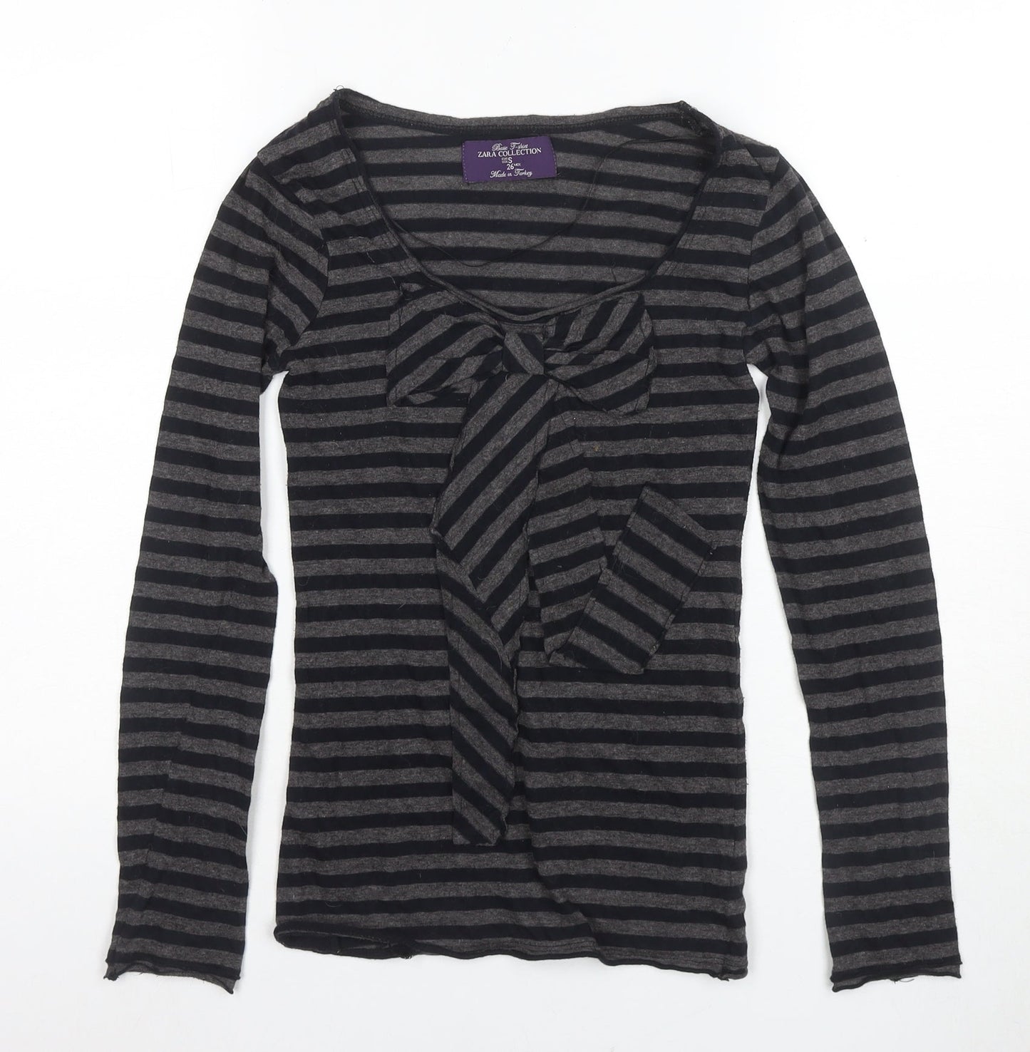 Zara Collection Women's Black Striped T-Shirt Size S