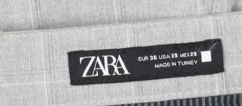 Zara Women's Grey Check Chinos - Size 8