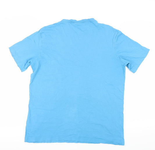 Cotton Traders Men's Blue T-Shirt, Crew Neck, Size L