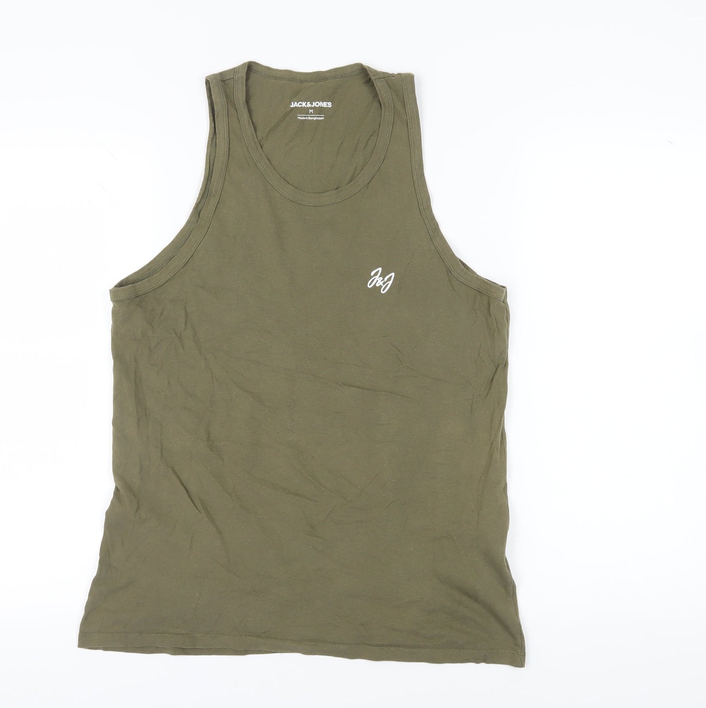 Jack & Jones Men's Green Sleeveless T-Shirt M, Jersey, Logo