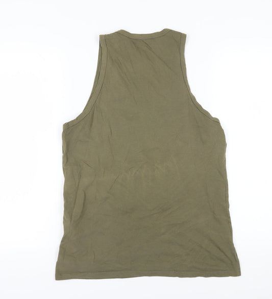 Jack & Jones Men's Green Sleeveless T-Shirt M, Jersey, Logo