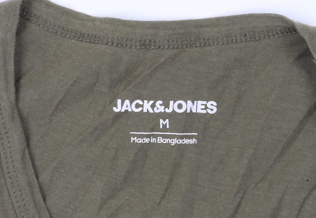 Jack & Jones Men's Green Sleeveless T-Shirt M, Jersey, Logo