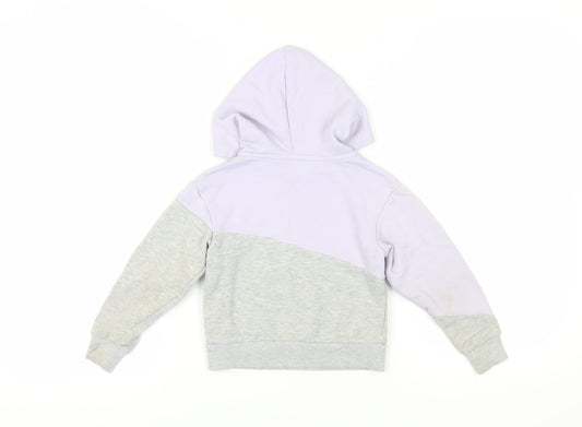Skechers Girls Purple Grey Pullover Hoodie, 4 Years, Cotton Blend