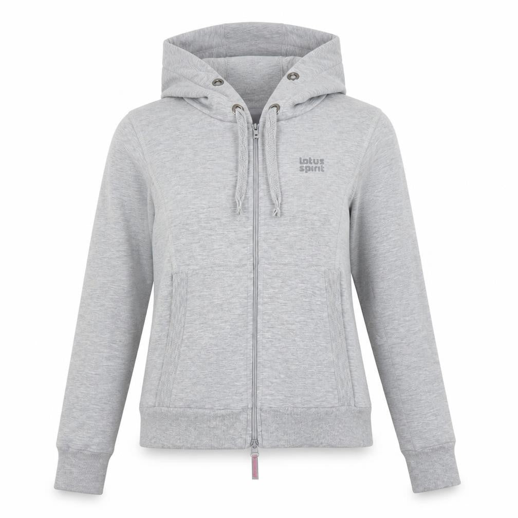 Lotus Spirit Women's Grey Hoodie, M, Full Zip, All Seasons