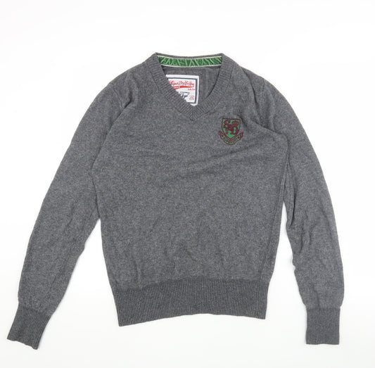 Superdry Men's Grey V-Neck Pullover Jumper, Size S