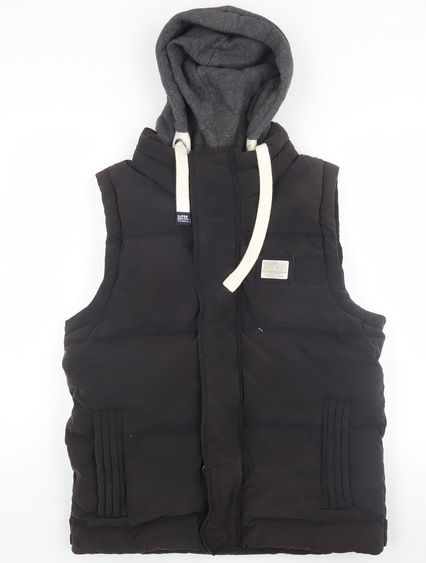 Superdry Men's Black XL Hooded Puffer Waistcoat