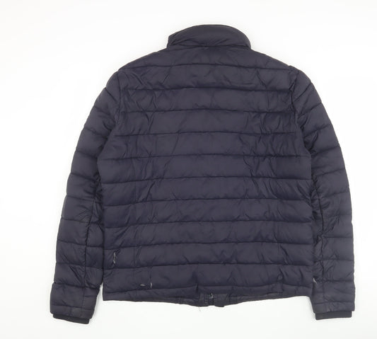 Superdry Men's Blue XL Puffer Jacket with Zip Pockets