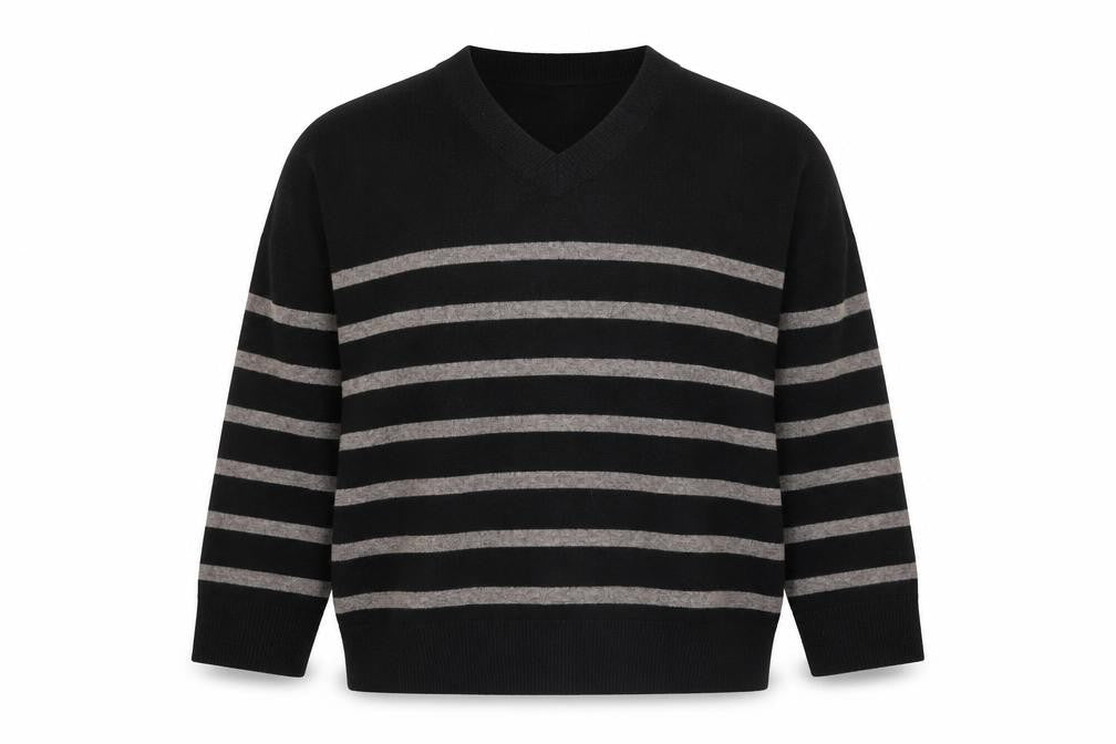 Marks and Spencer Women's Black Striped XL Pullover Jumper